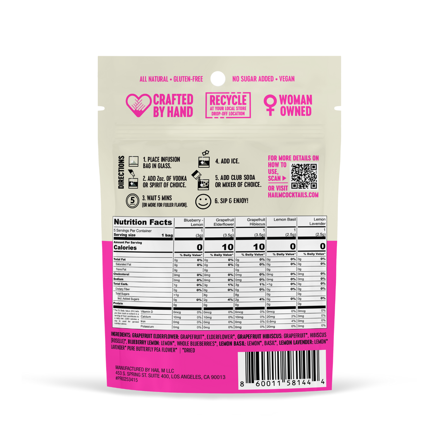 Hail M - Wholesale Cocktail Mix/Syrup - Vodka Soda Cocktail Infusion Tea Bag - To Go Mixer, Low Cal2