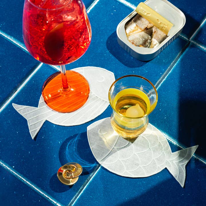 Piecework Puzzles - Wholesale Dinner & Cloth Napkin - ✨NEW✨Sardine Cocktail Napkins - Set of 4