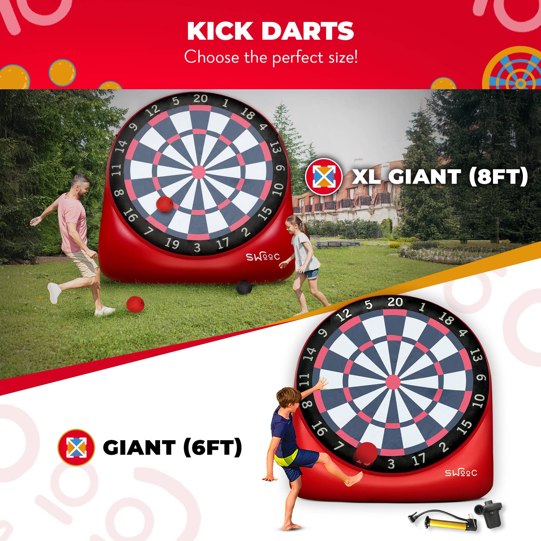 Swooc Games - Vente Jeu gonflable - Jeu de fléchettes Giant Kick2