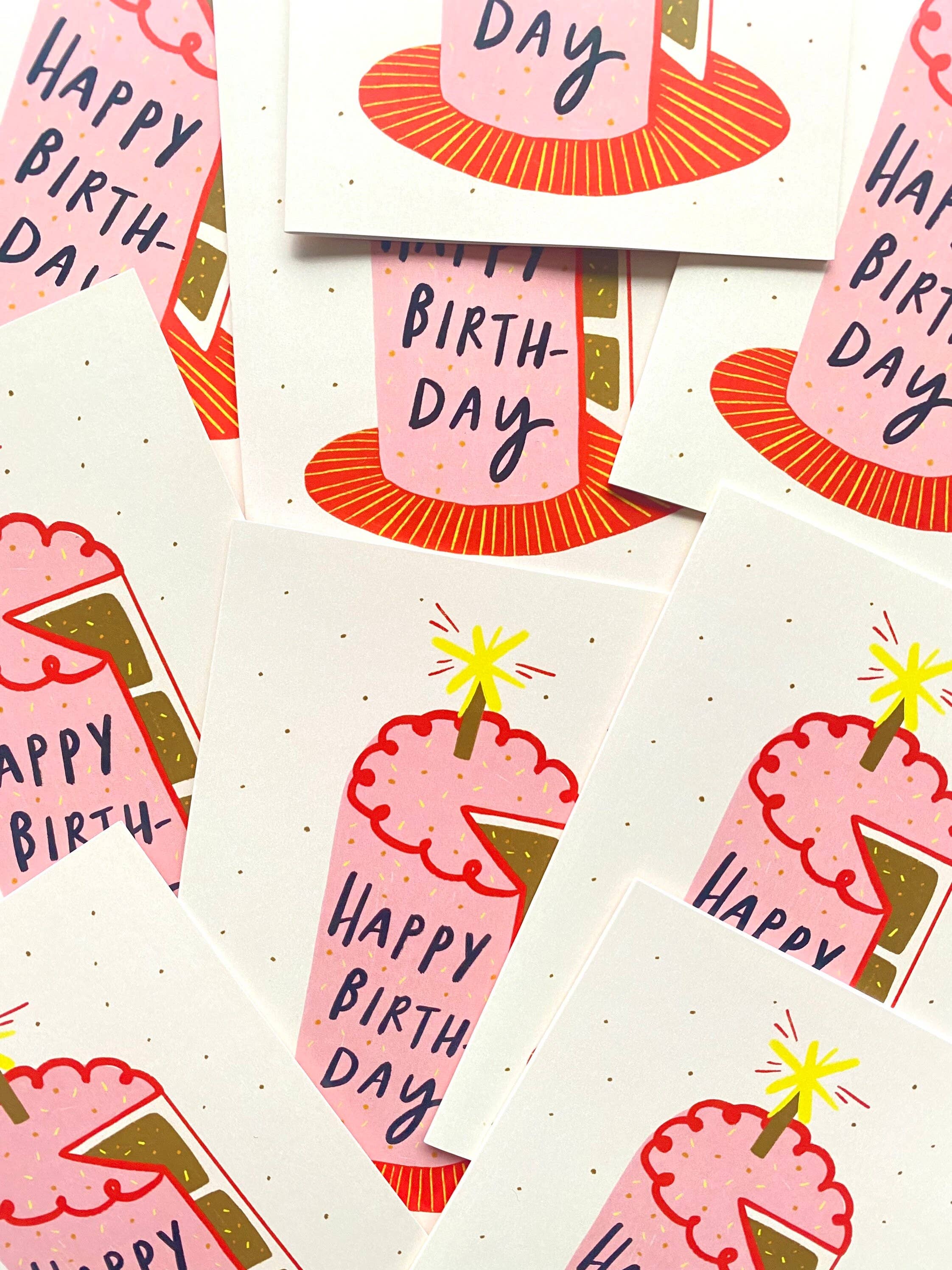 Kerrie Illustrates – wholesale Birthday card – Happy Birthday Pink Cake Greeting Card | Bday Friend Sister 2