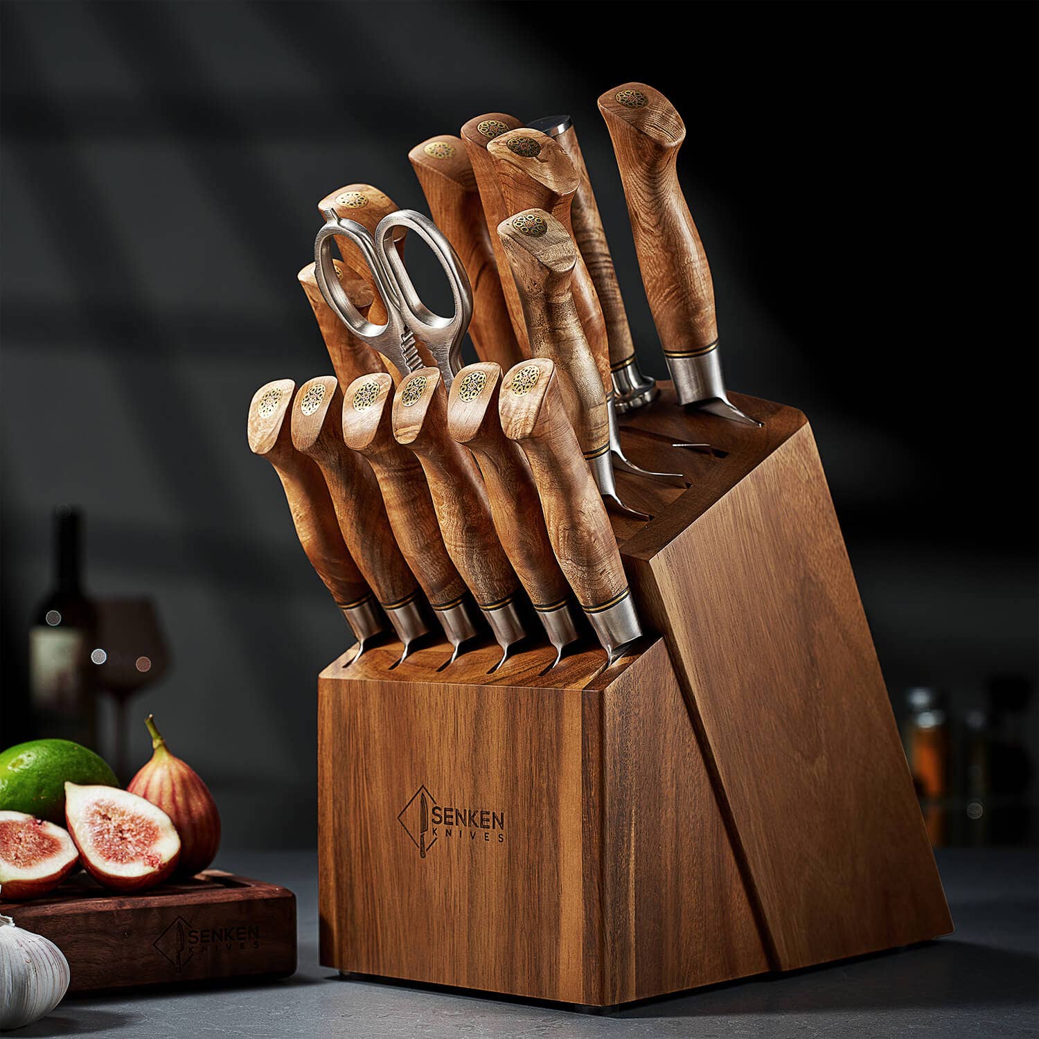 Senken Knives - Wholesale Knife Set - "Dynasty" 16-Piece Japanese Damascus Steel Knife Block Set1