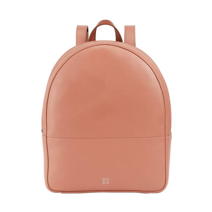 Dudu Women'S Leather Backpack Double Zipper Flamingo Pink for wholesale by dudu