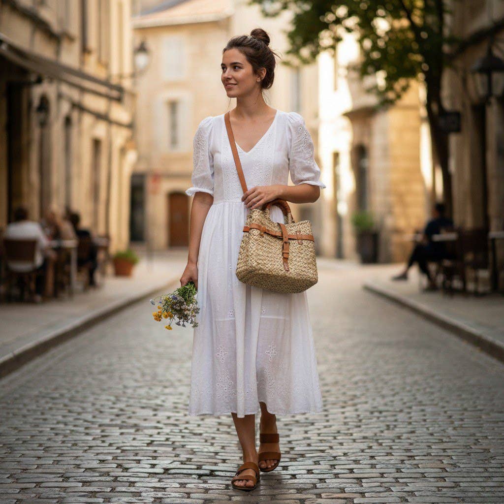 Melecraft - Wholesale Tote Bag - Women's - Woven Straw Market Basket Bag Leather Crossbody Tote11