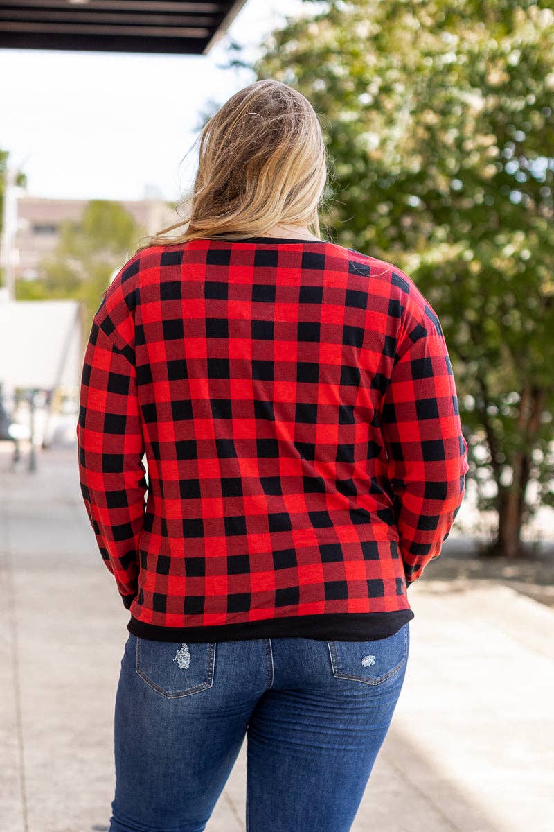 RED Plaid With Me Long Sleeves T-Shirt, Buffalo Plaid for wholesale on Faire4