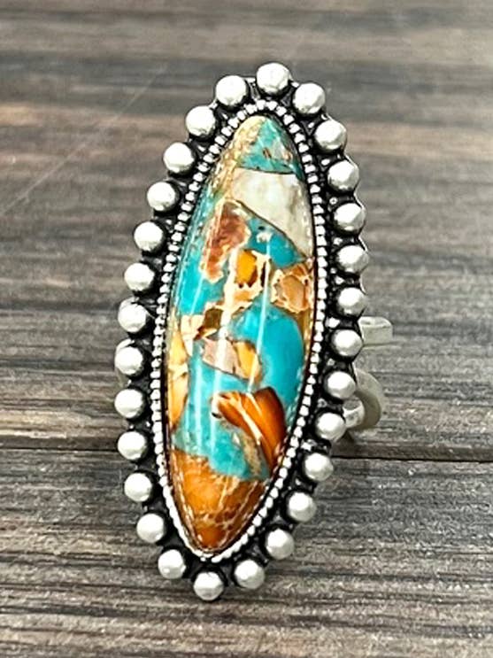 750508, Anillo de banda ajustable de latón, piedra preciosa para venta al por mayor de ISAC Trading Inc