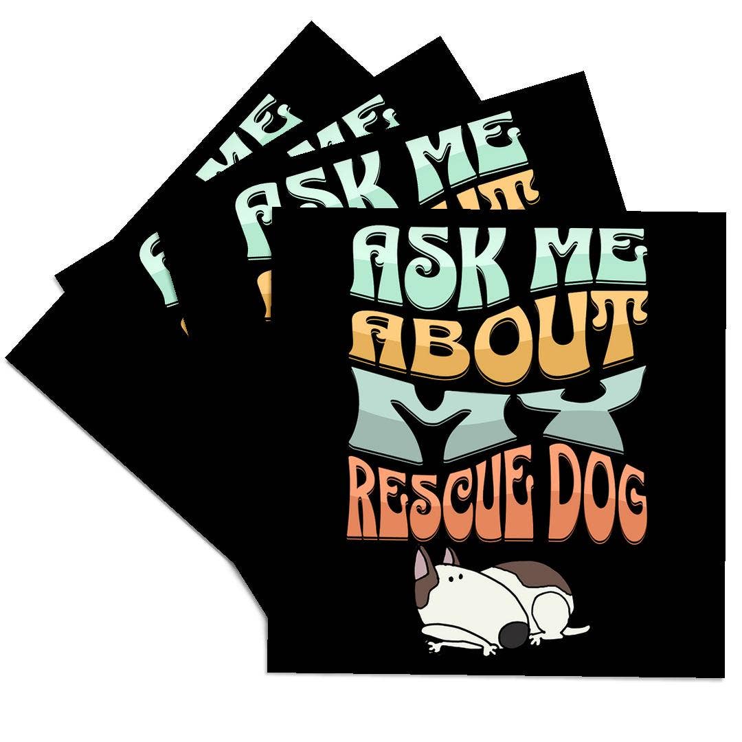 3dRose - Wholesale Coasters - 3dRose, Cute funny Ask me about my Rescue Dog Pets and Bull Terrier, Coaster0