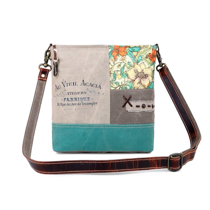 Sixtease Bags USA - Wholesale Shoulder Bag - Women's - Canvas & Leather Women Shoulder Bag - Green Floral