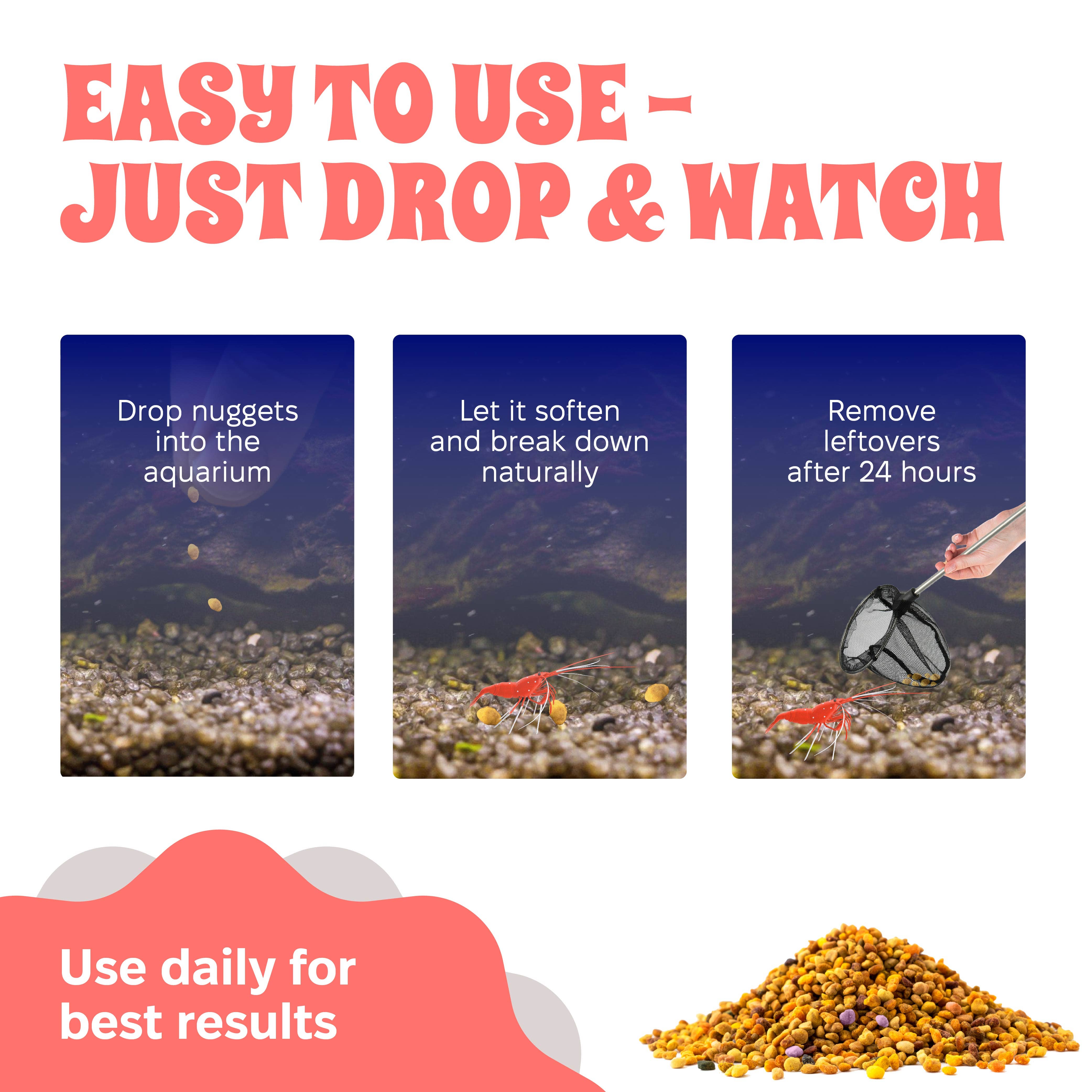 Snout and Shell - Wholesale Pet Food - Not Cat/Dog - Bee Pollen Nuggets for Shrimp Tanks2