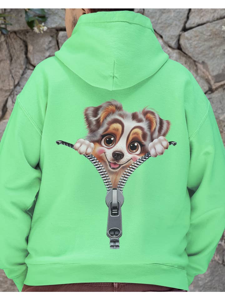 Zombie Paws – wholesale Hoodie – Unisex – Dog Pullover Hoodie - back print only - Australian Shepherd