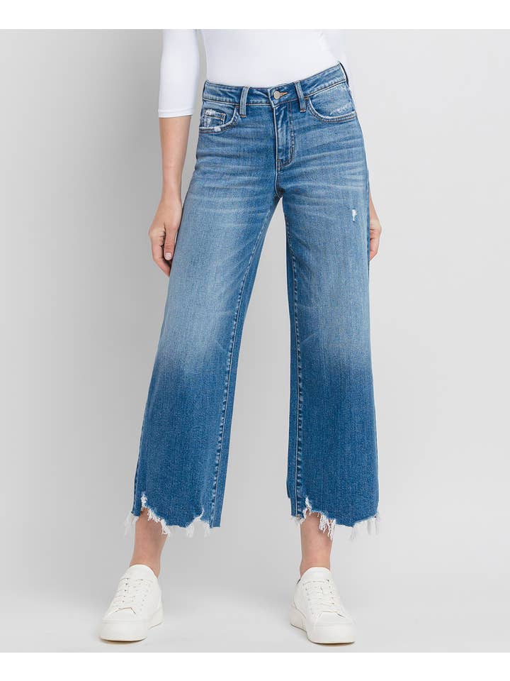 DELIGHTFUL HIGH RISE CROP WIDE LEG JEANS F5733 for wholesale on Faire