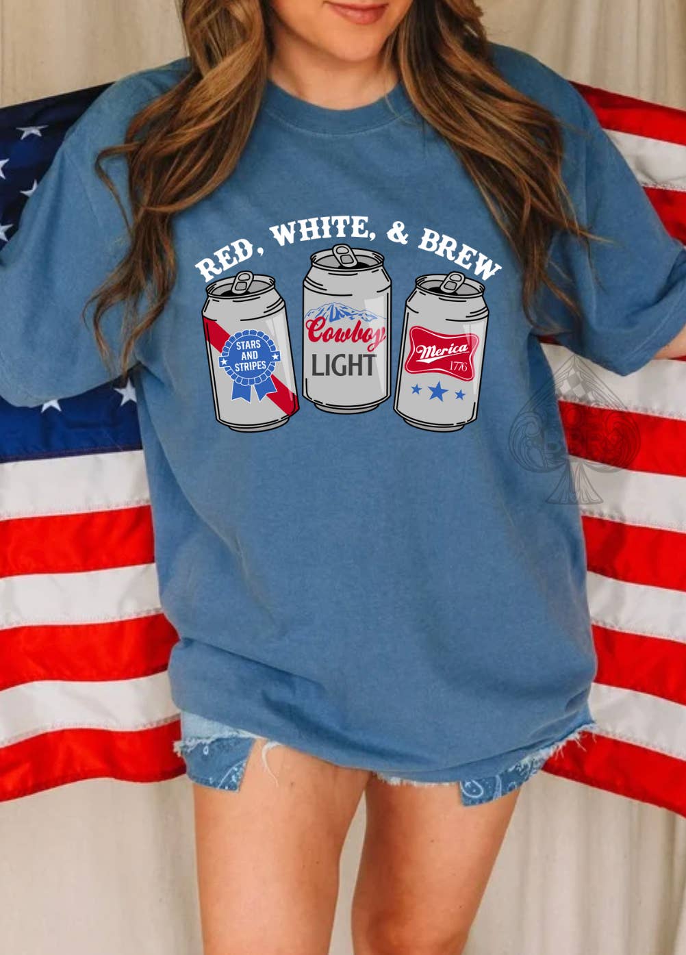 The Branded Blue Roan – wholesale T-shirt med logga - Dam – Blå - Röd Vit & Brew - komfortfärger 3