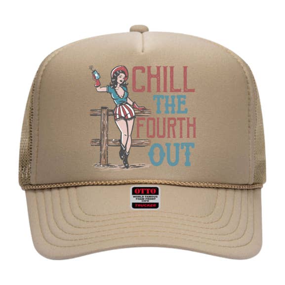 4th of july trucker hat, chill the fourth out hat for wholesale by Fancy Fanny