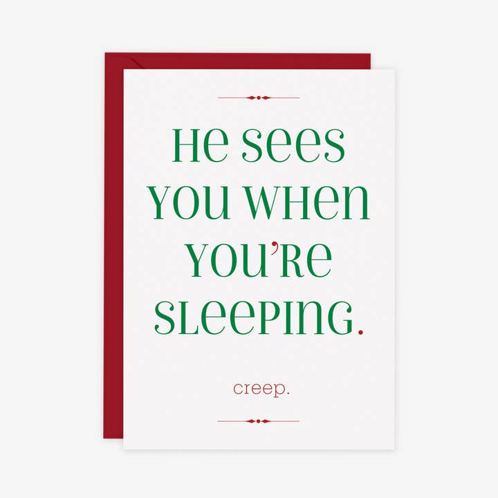 Creepy Santa | weird adult humor christmas notecard for wholesale by Vim & Vigor Designs