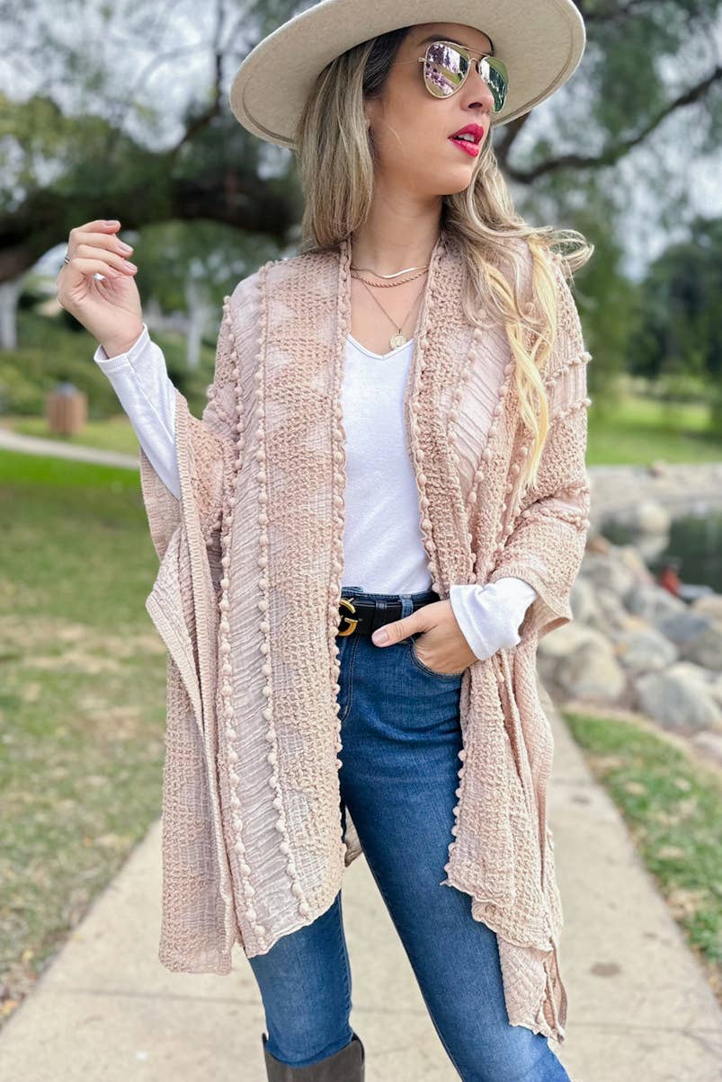 Nude 3D Textured Open Front Soft Kimono Cover UP for wholesale on Faire1