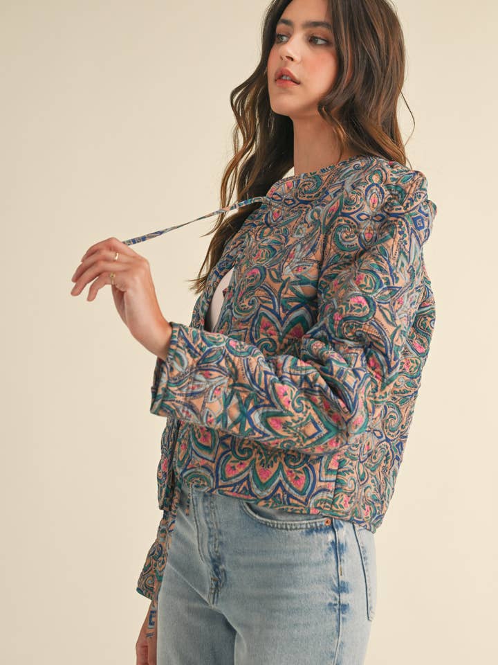 &MERCI - Wholesale Jacket - Women's - EXCLUSIVE PRINT QUILTED PAISLEY PRINT JACKET MJK36346