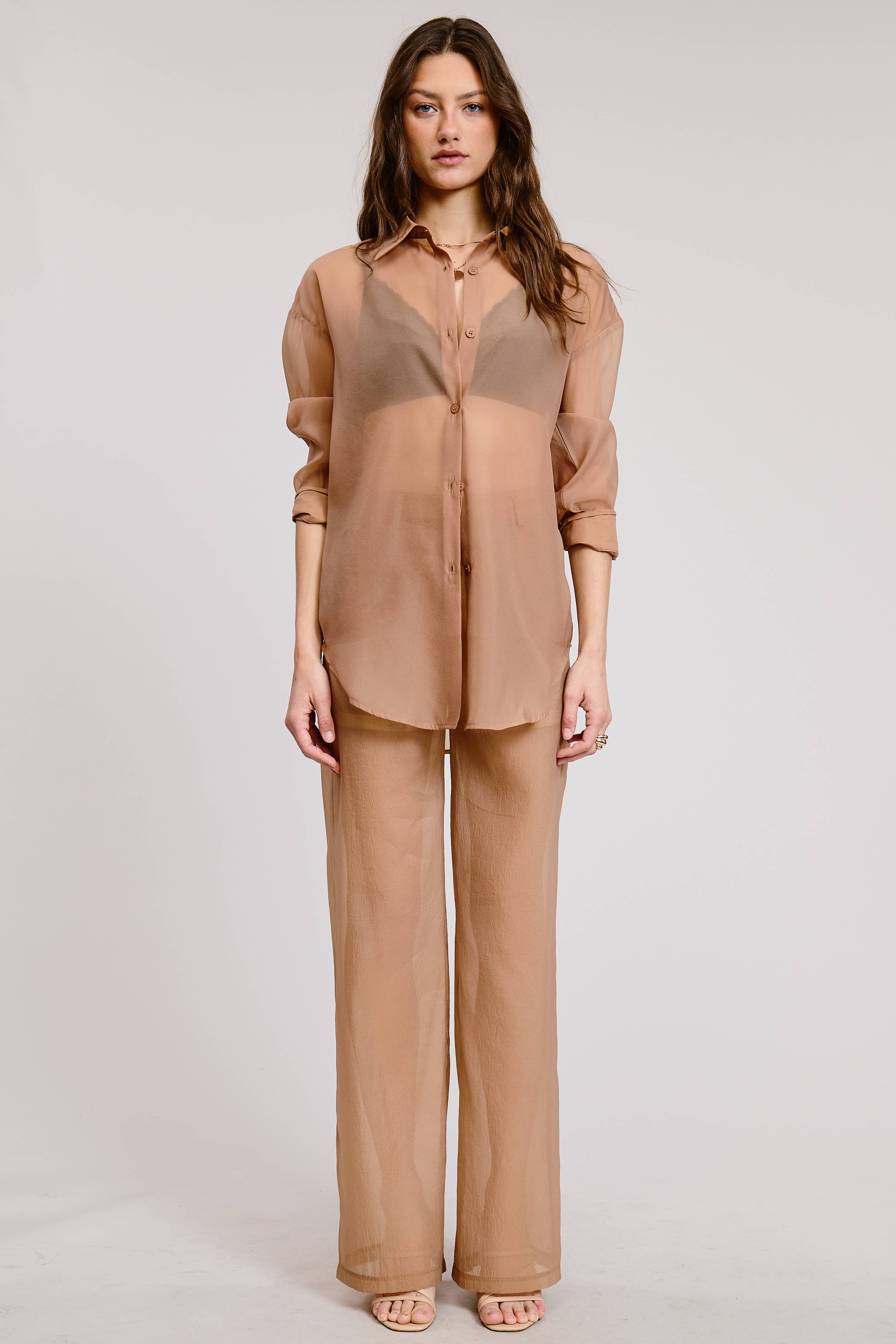 Mimosa - Wholesale Pants - Women's - Straight Leg Sheer Organza Pants with Lined Shorts15