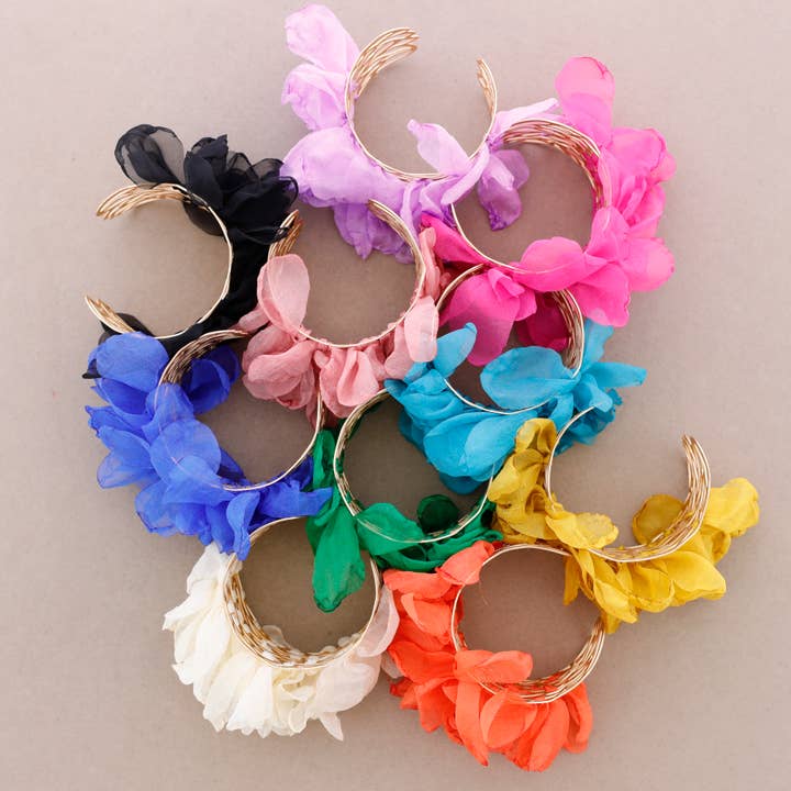 Sonata – wholesale Vävt/flätat armband – Justerbart armband med tygblommor3