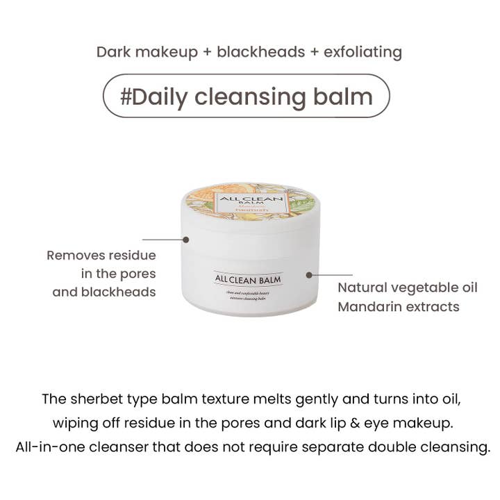 Sol Beauty Lab - Wholesale Facial Cleanser - BULK - Heimish MINI Mandarin All Clean Balm 50ml5