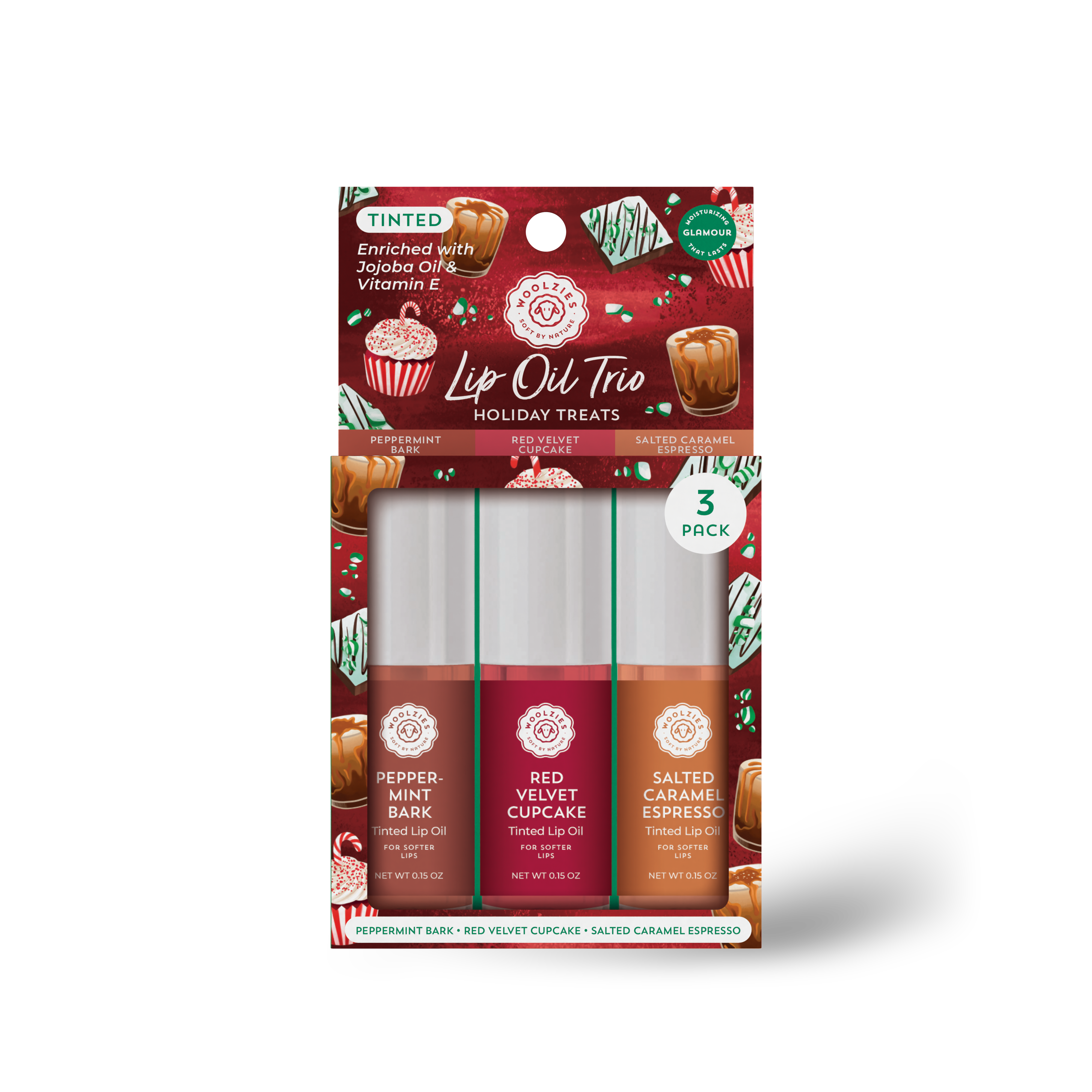 Woolzies - Wholesale Lip Gloss - Tinted Lip Oil Trio – Holiday Treats3