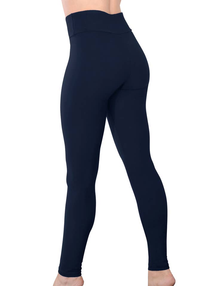 Legging taille haute uni bleu marine pour la vente par Comfy Yoga