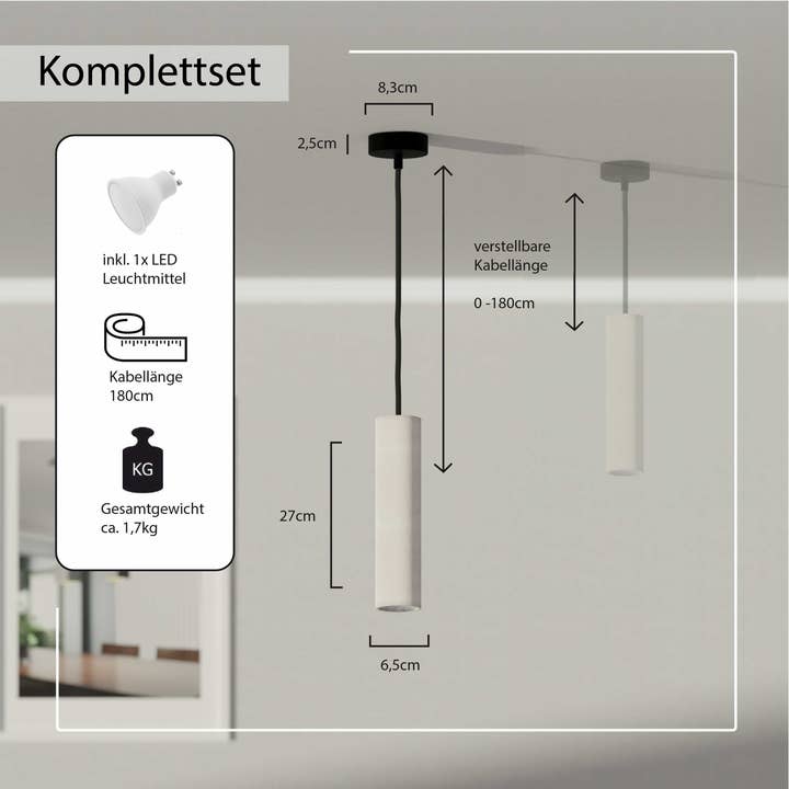 TIVENDIS - Wholesale Chandelier/Hanging Light - Hanging lamp “Nara27" concrete lamp GU10 silver6