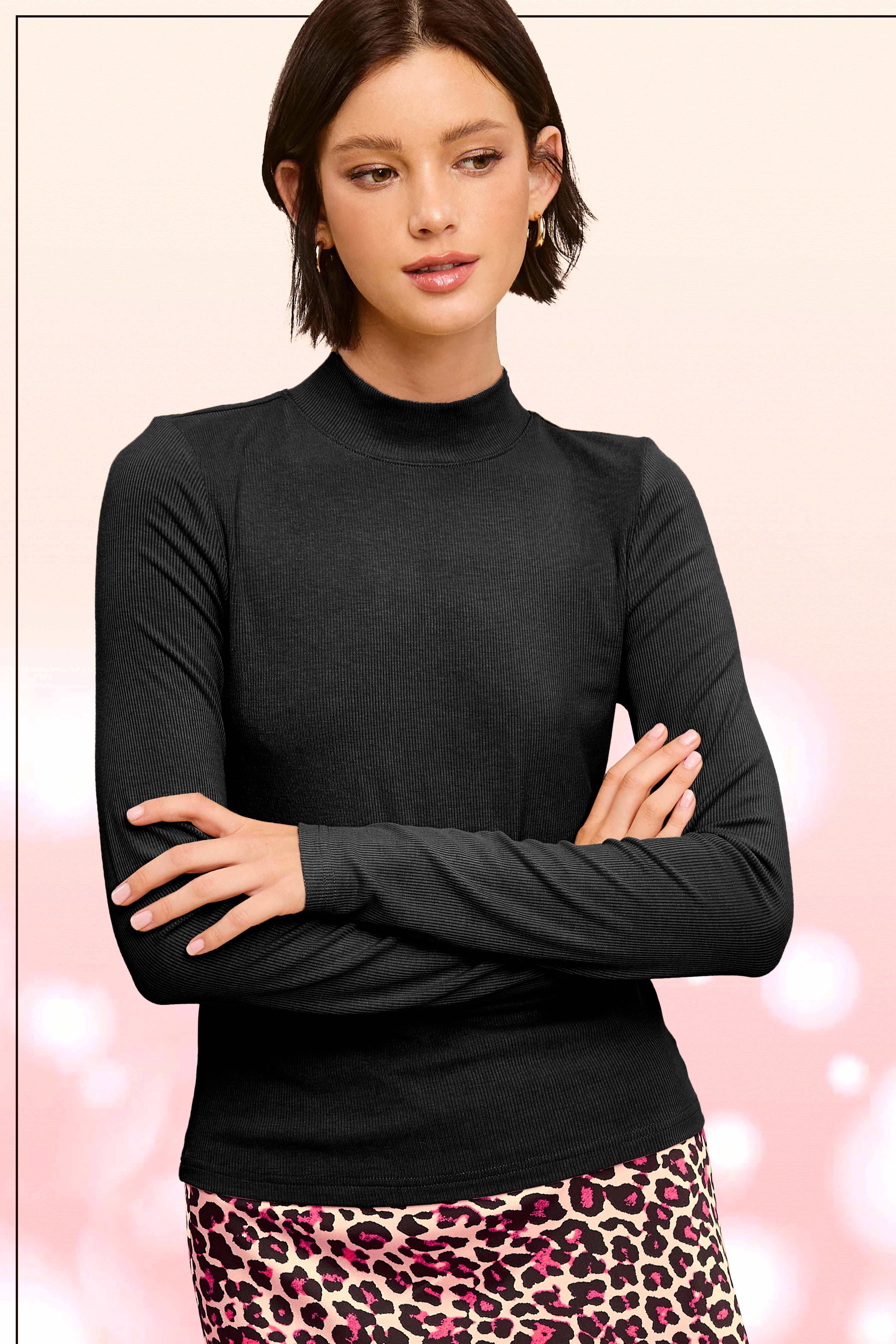 La Miel - Wholesale Gebreide top - Dames - MCT7699-Elastische geribbelde basistop met lange mouwen en ronde hals29