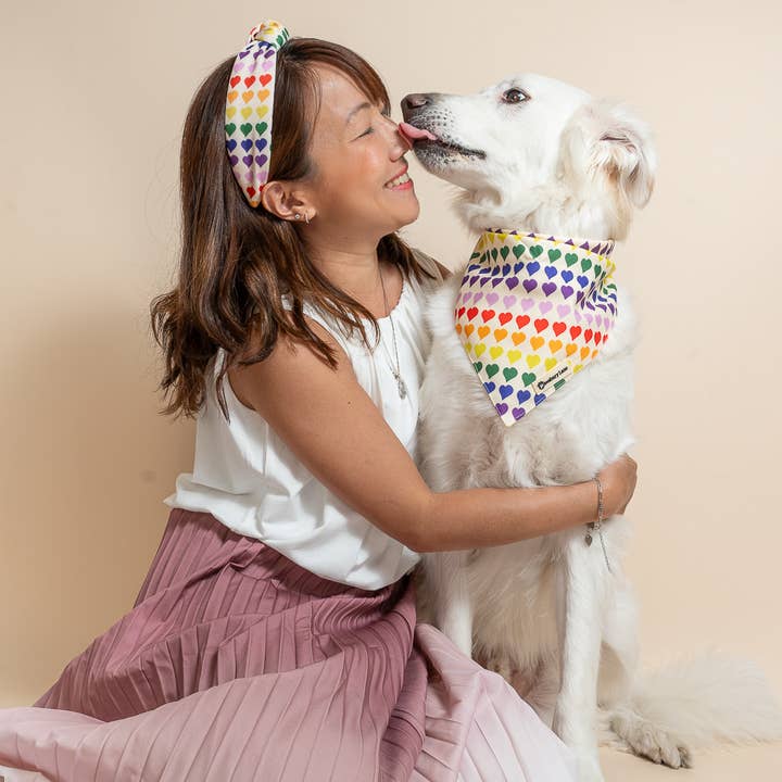 Pawsbury Lane – wholesale Pet bandana – Dog – Matching Pet and Owner: Headband and Bandana - Love in Color1
