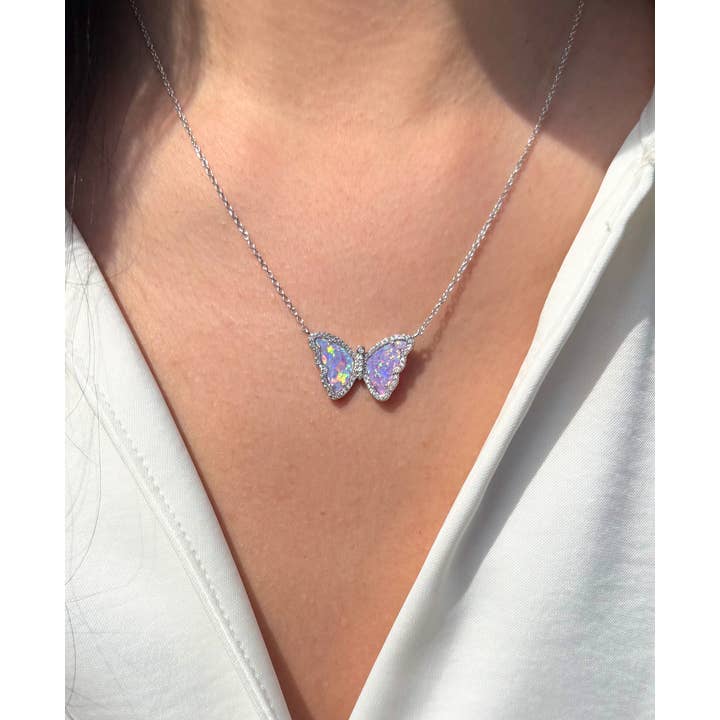 Kamaria Jewelry - Wholesale Pendant/Charm Necklace - Opal Butterfly Necklace With Crystals64