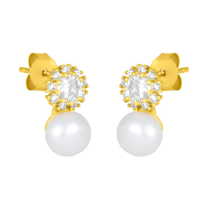CARA PEARL STUDS for wholesale by fyb jewelry