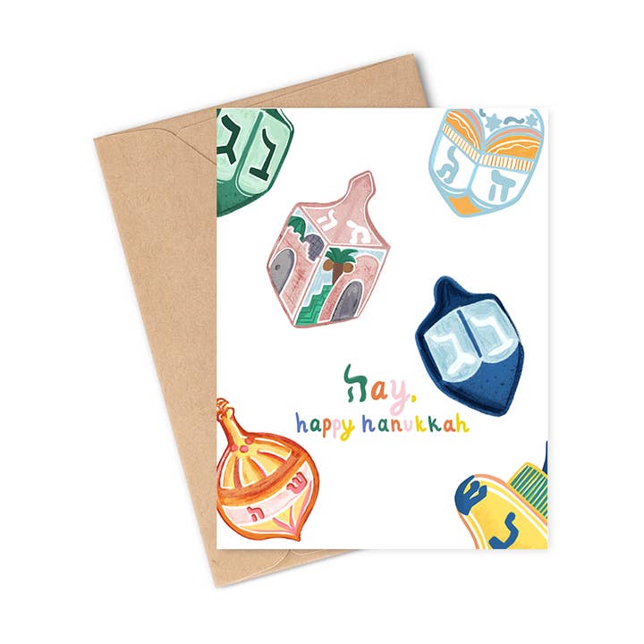 Dreidel Hanukkah Lykønskningskort for engroshandel hos Lauren Felice