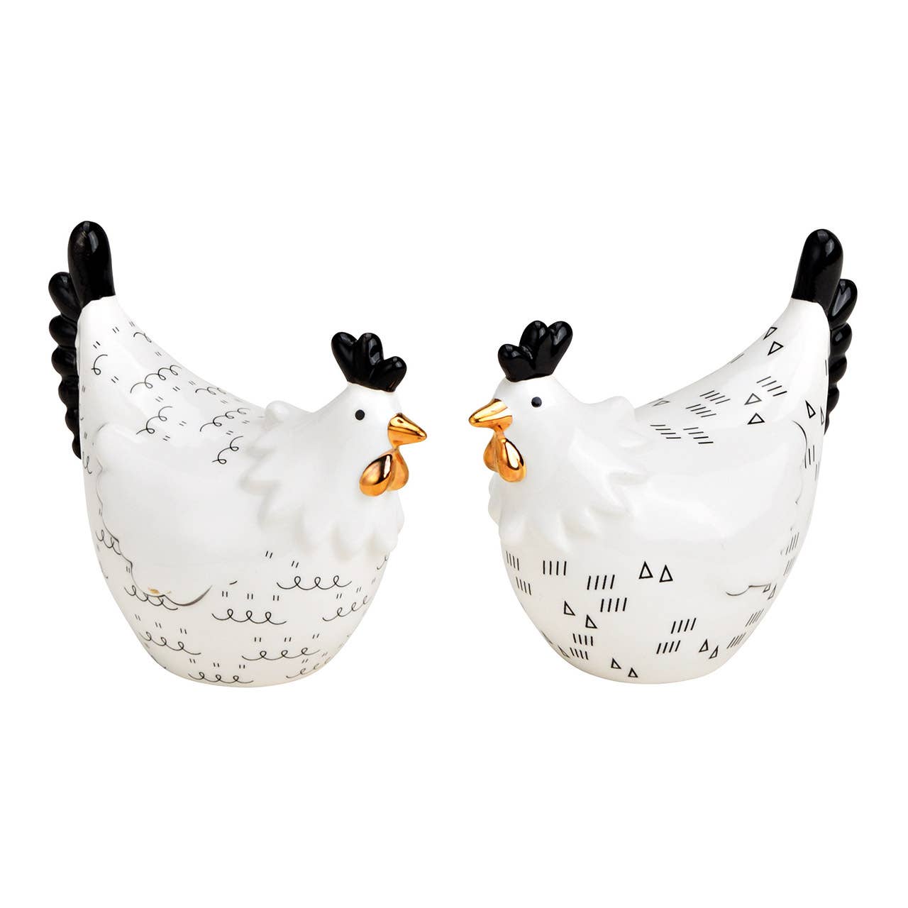 Wurm - Wholesale Decorative Figurine - Ceramic chicken white set of 2, (W/H/D) 9x8x5cm0