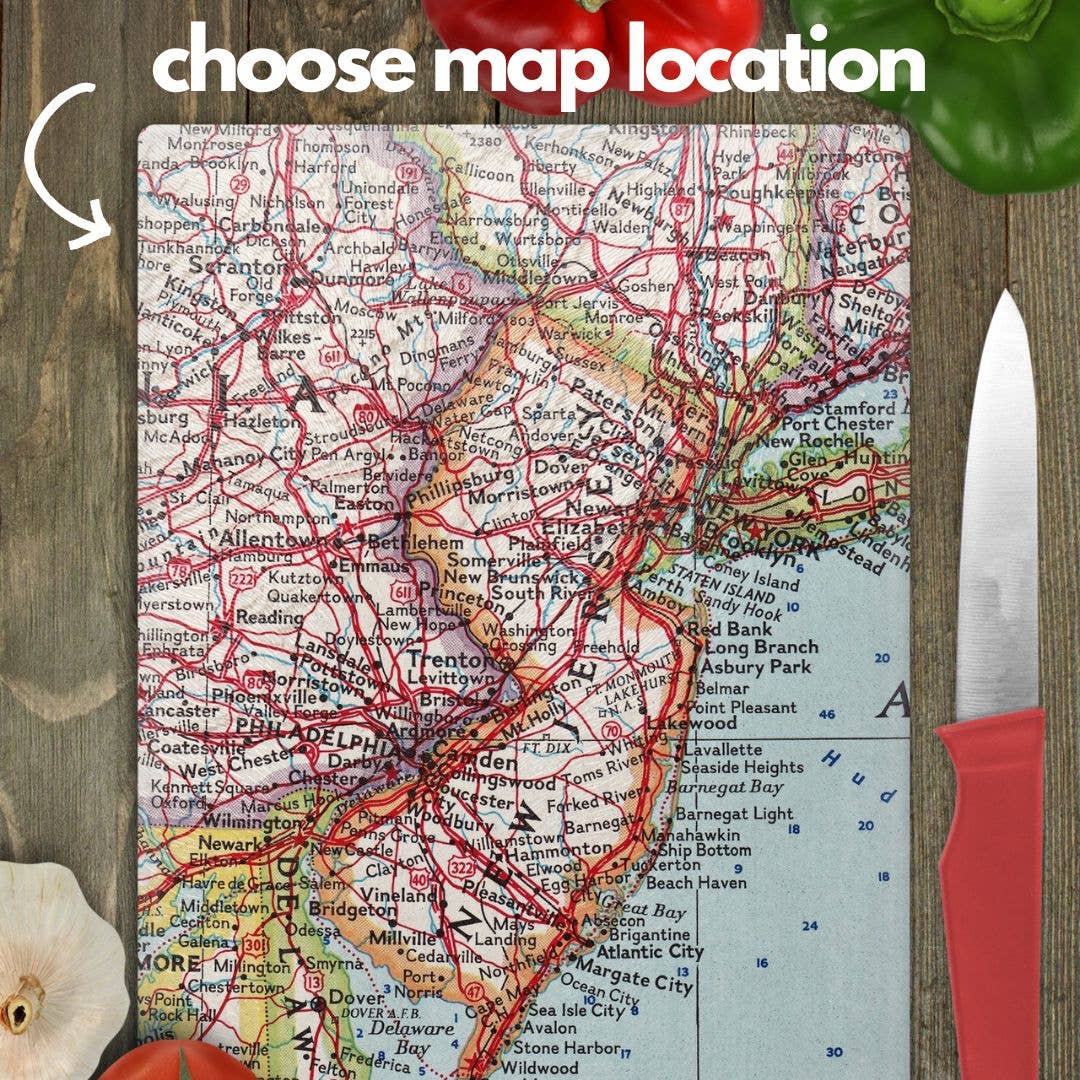 Daisy Mae Designs - Wholesale Cutting Board - Custom Map Glass Cutting Board Personalized Charcuterie6