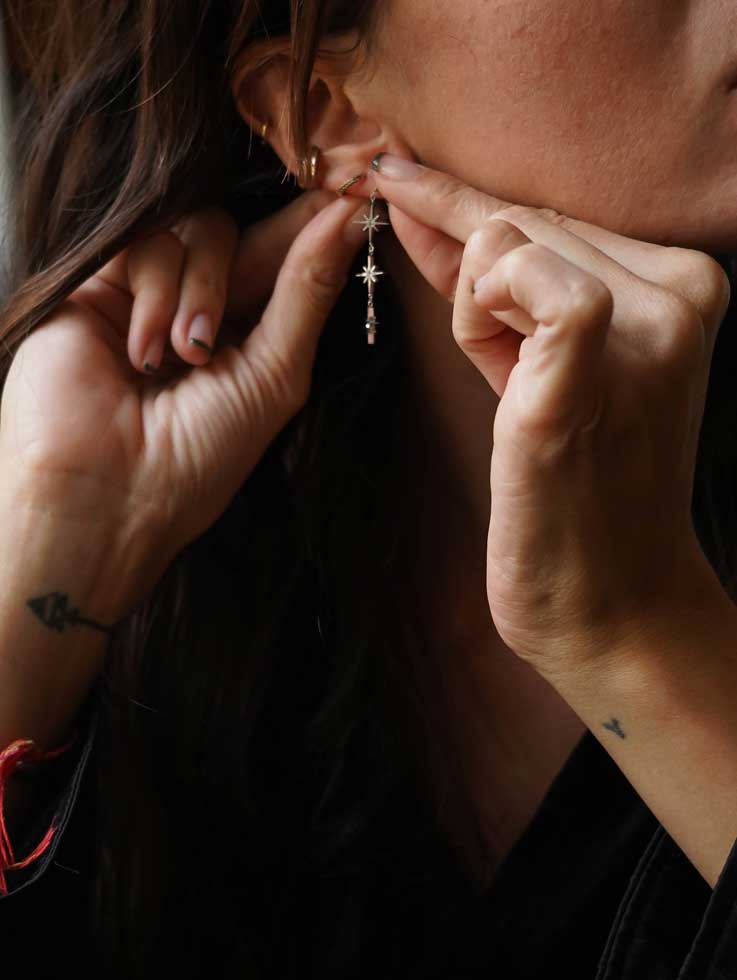 Bijoux 7bis - Wholesale Dangle Earrings - Silver Rhinestone Star Stainless Steel Earrings1