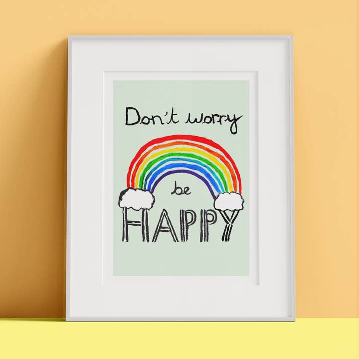 Don't Worry Be Happy A4 Art Print for wholesale by Hands & Hearts