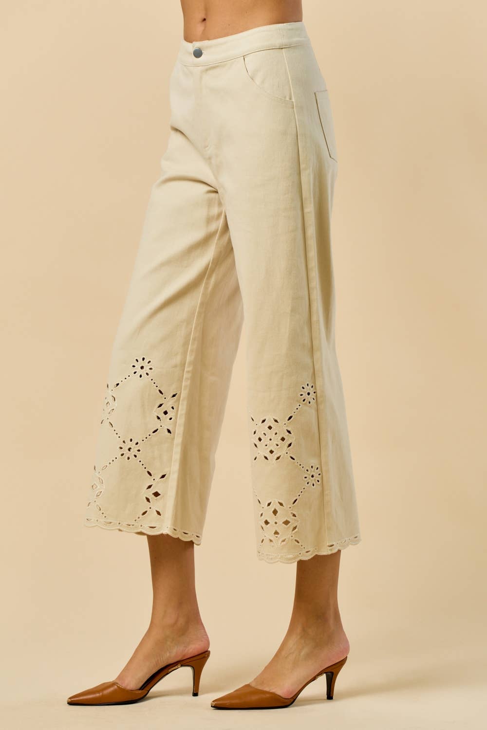 CREAM Scallop Embroidered Pants for wholesale on Faire3