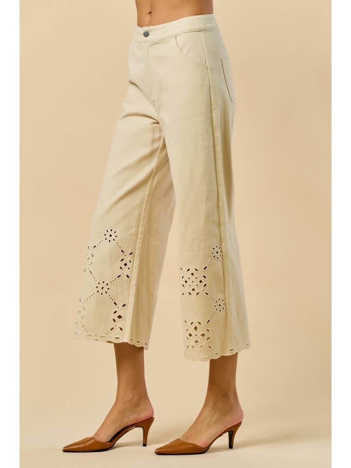 CREAM Scallop Embroidered Pants for wholesale on Faire3