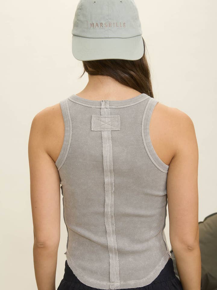 Blu Pepper - Wholesale Knit Top - Women's - WASHED RAW EDGE SLEEVELESS KNIT TANK TOP