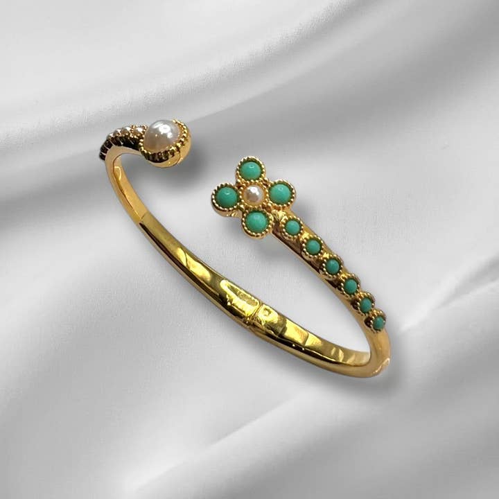 Turquoise Pearl Glory Cross Bracelet for wholesale by Anet’s Collection
