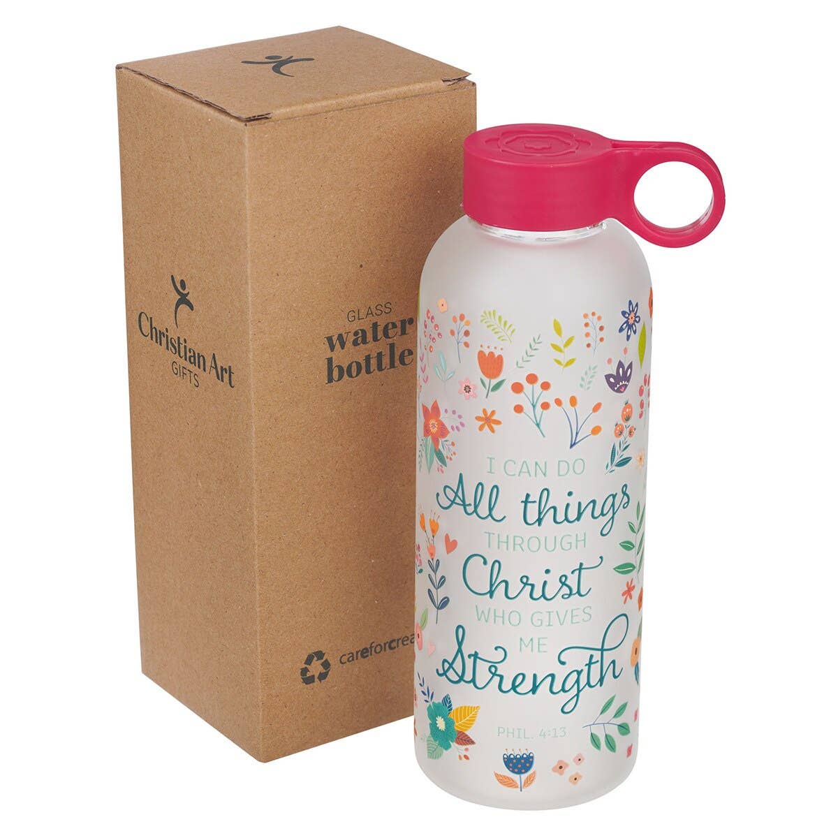 Christian Art Gifts - Wholesale Water Bottle - Water Bottle Glass All Things  Phil. 4:131