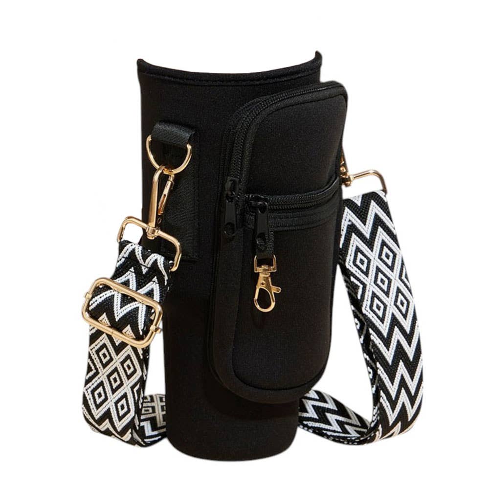 Sensibling Corp. - Wholesale Insulated Mug/Tumbler - Solid Tumbler Carrier Holder Geometric Pattern Strap Crossbody Bag1