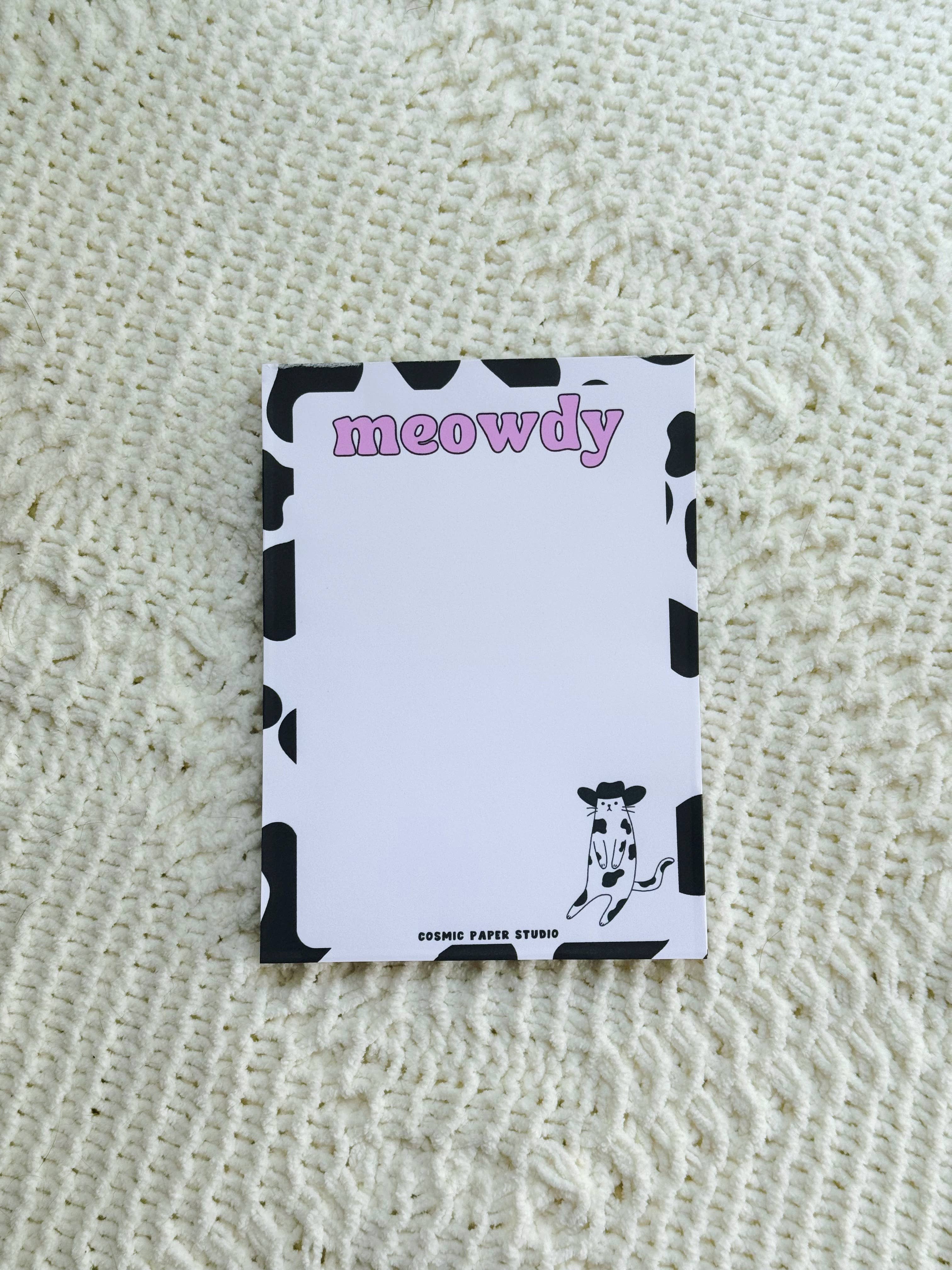 Cosmic Paper Studio - Wholesale Notepad - Meowdy cow cat notepad