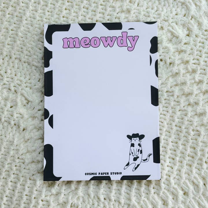 Cosmic Paper Studio - Wholesale Notepad - Meowdy cow cat notepad0