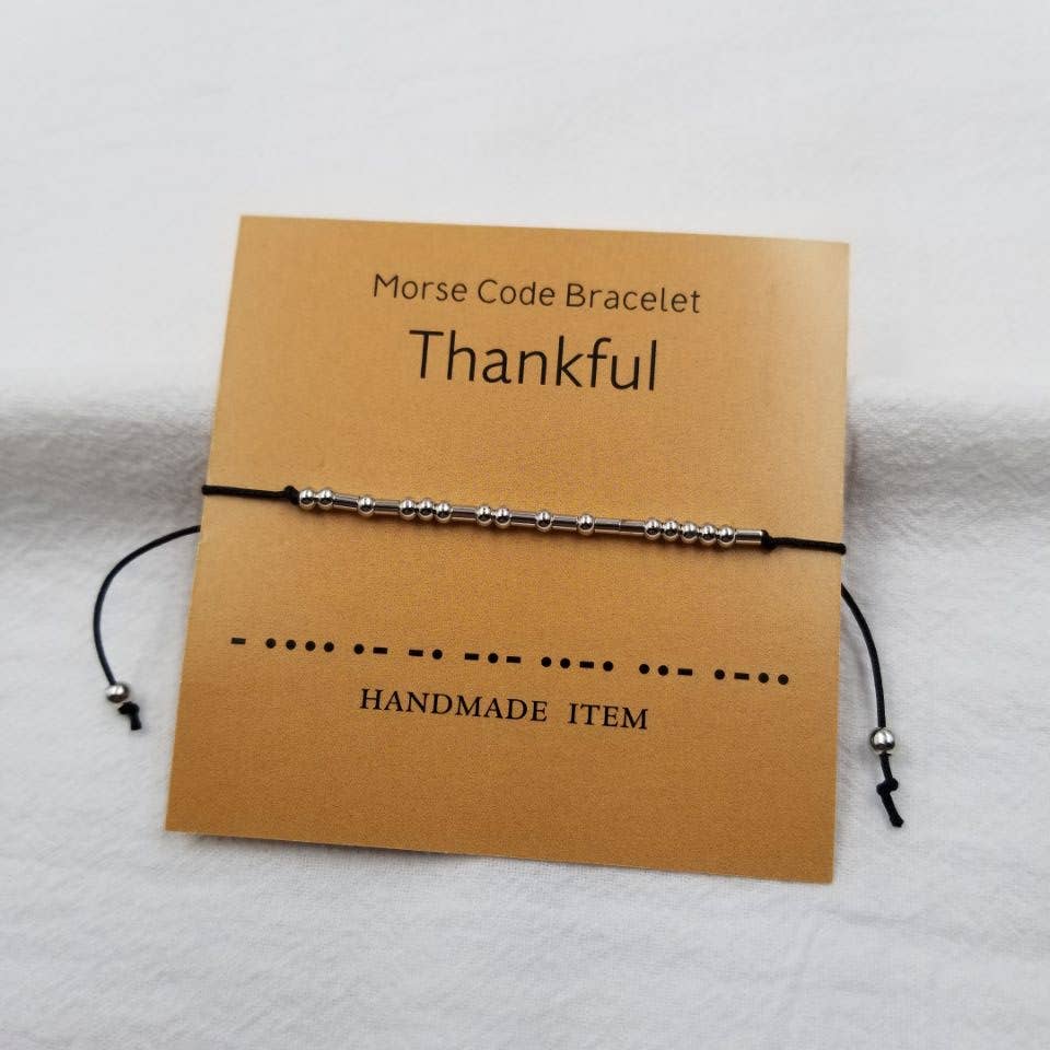 ENA Jewelry - Wholesale Charm/Dangle Bracelet - Thankful Morse Code Bracelet - Thanksgiving Day
