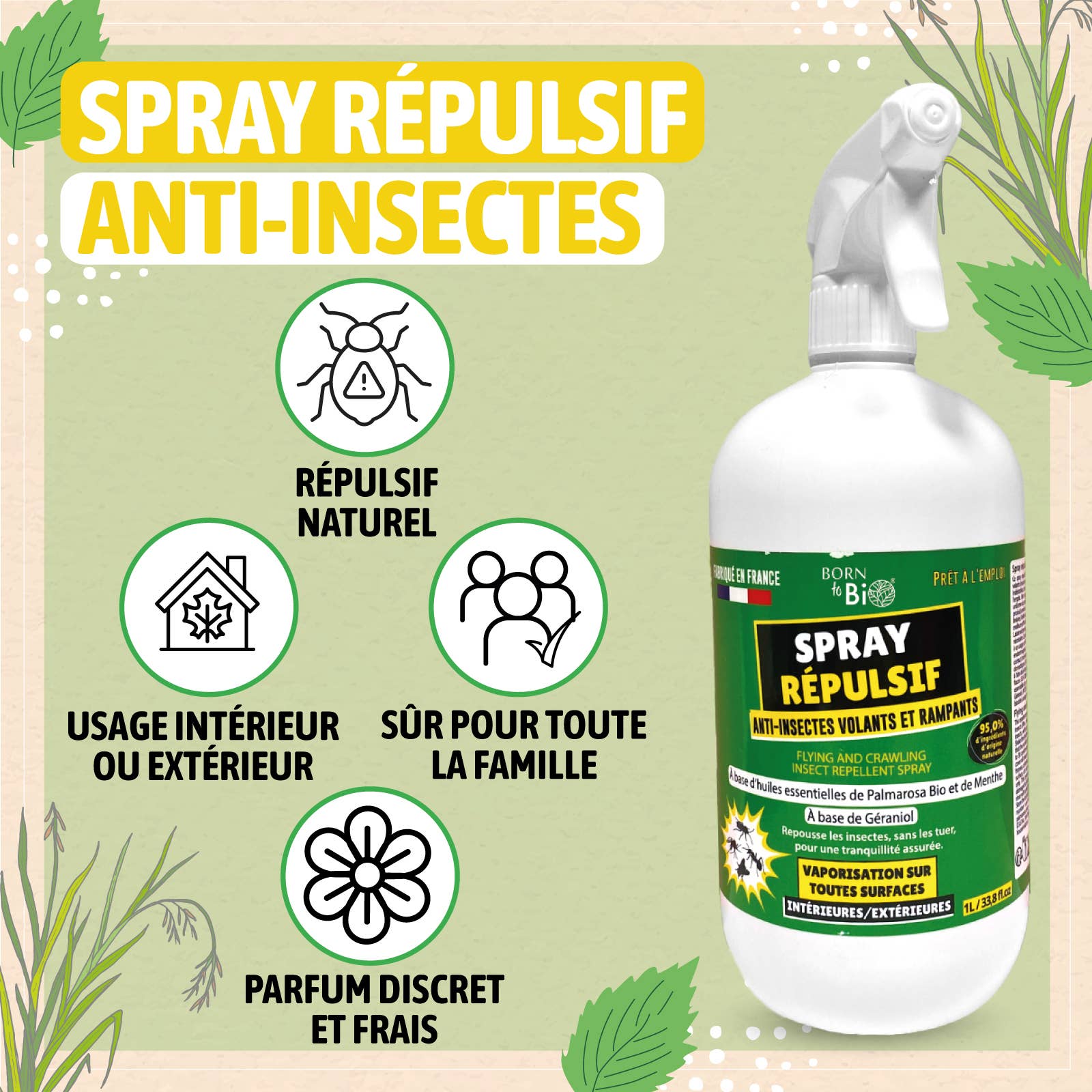 Les Laboratoires Bio Seasons - Vente Insectifuges - Spray Répulsif Naturel Insectes – 1L1
