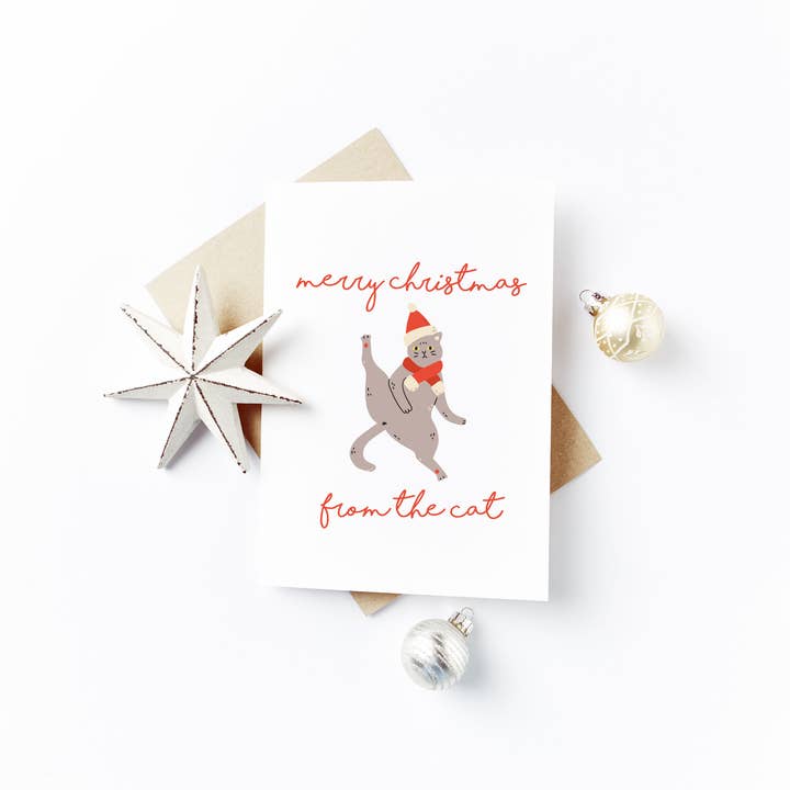 Feliz Natal do Gato - Cartão de Natal por atacado de Flash On A String Designs