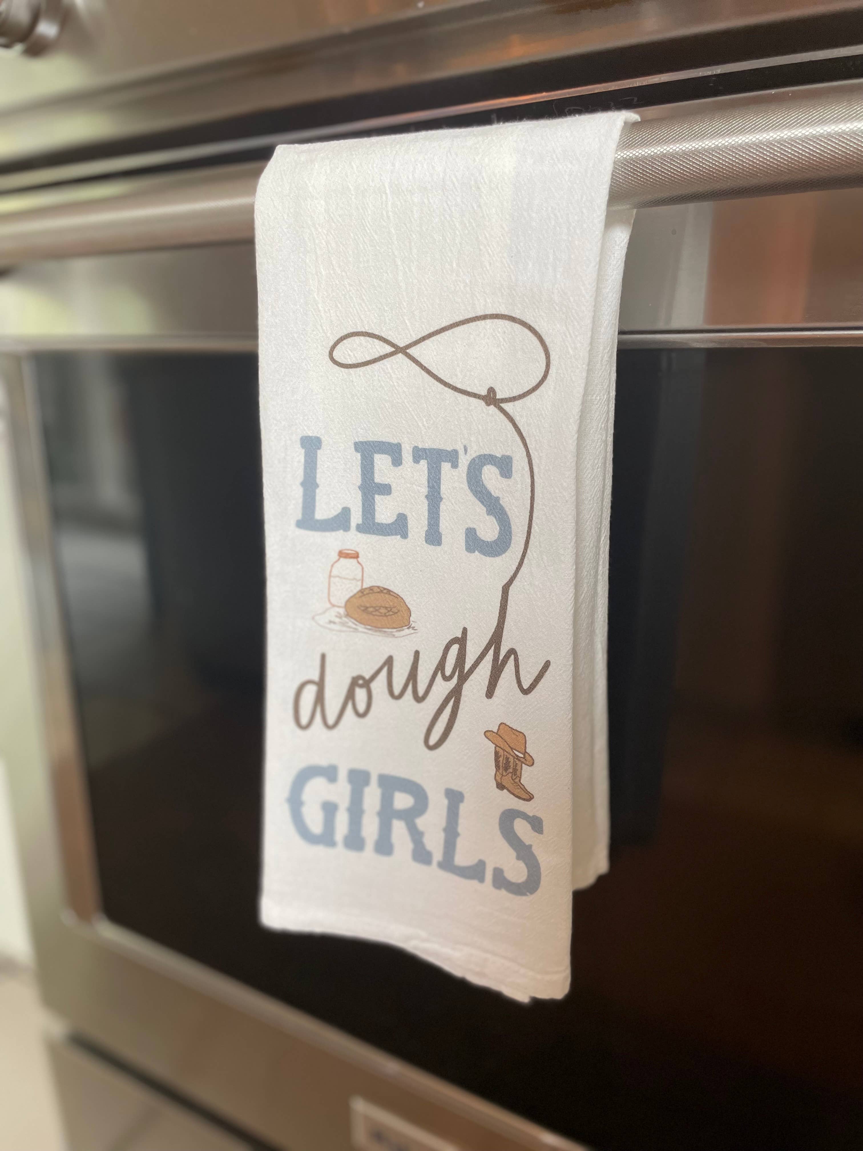 Waves of Grace Letter Co. - Wholesale Tea Towel - Let's Dough Girls Hand Towel1