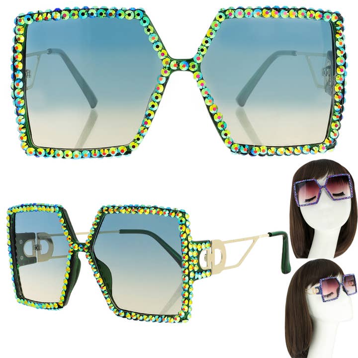 SP Sophia Collection - Wholesale Sunglasses - Women's - Sparkling Rhinestone Square Sunglasses 5
