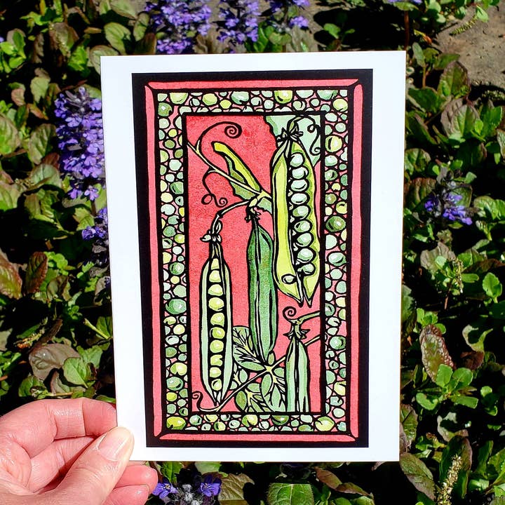 Greeting Card Peas - LIMITED EDITION for wholesale by Sarah Angst Art