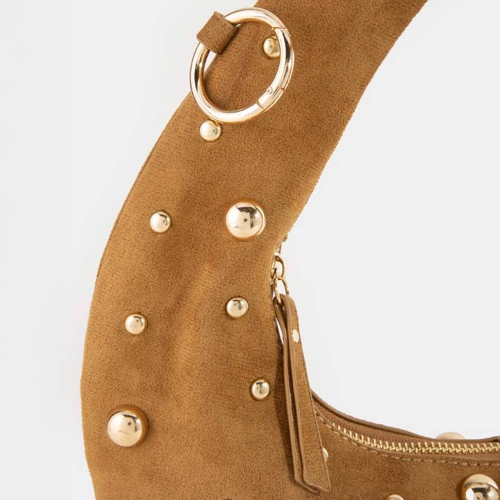 Collections by Fame Accessories - Wholesale Crossbody bag – Women's - Dome Studded Chrome Crescent Hand Bag3