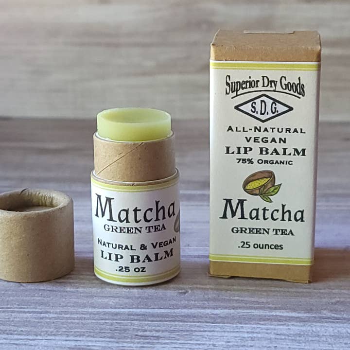 Matcha Green Tea Lip Balm | Paperboard Tube | All Natural for wholesale by Superior Dry Goods